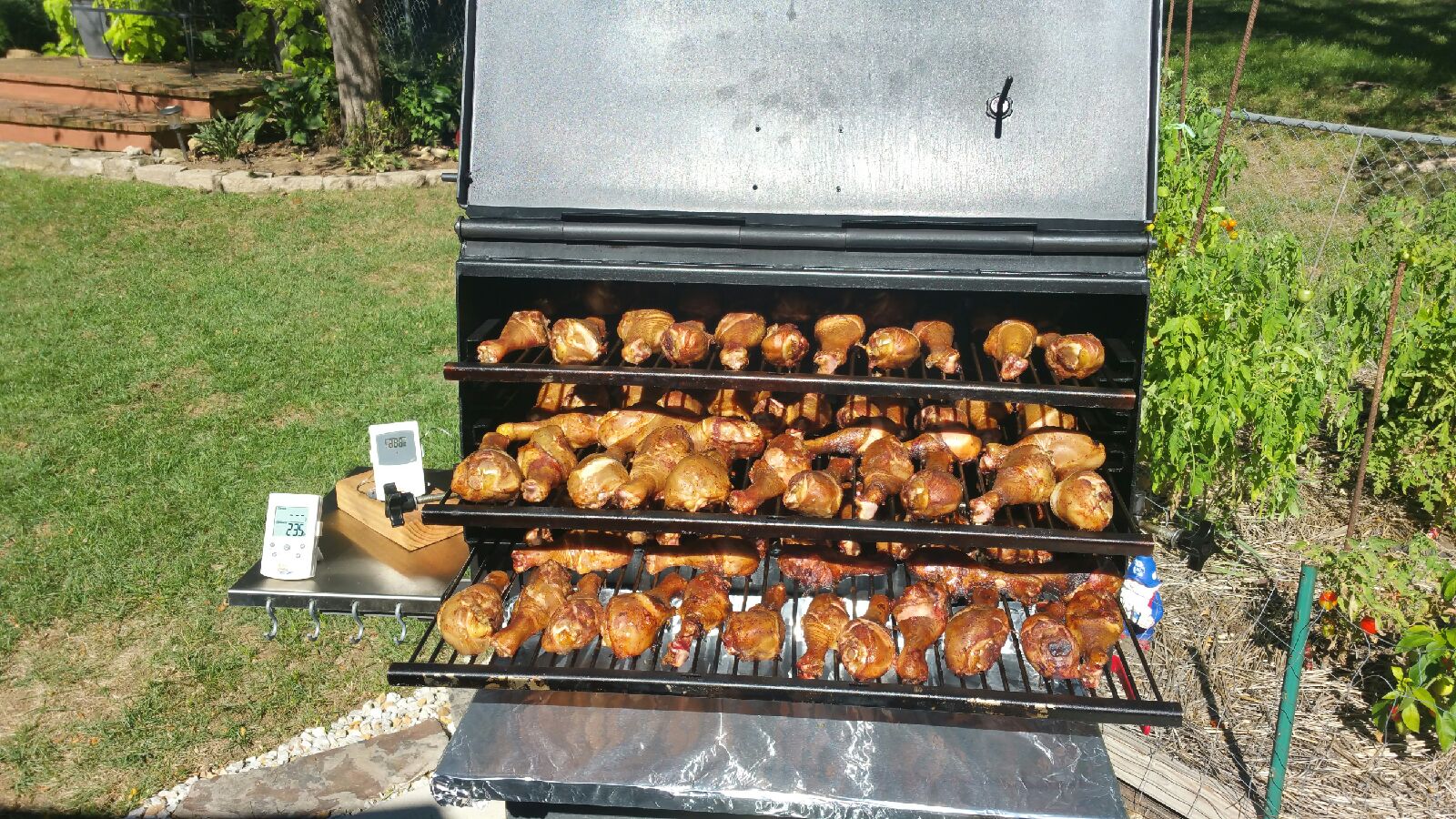 Chicken being smoked on the ABS All-Star