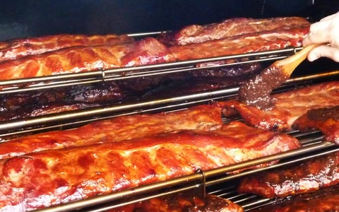 barbecued ribs on an American Barbeque Systems Smoker