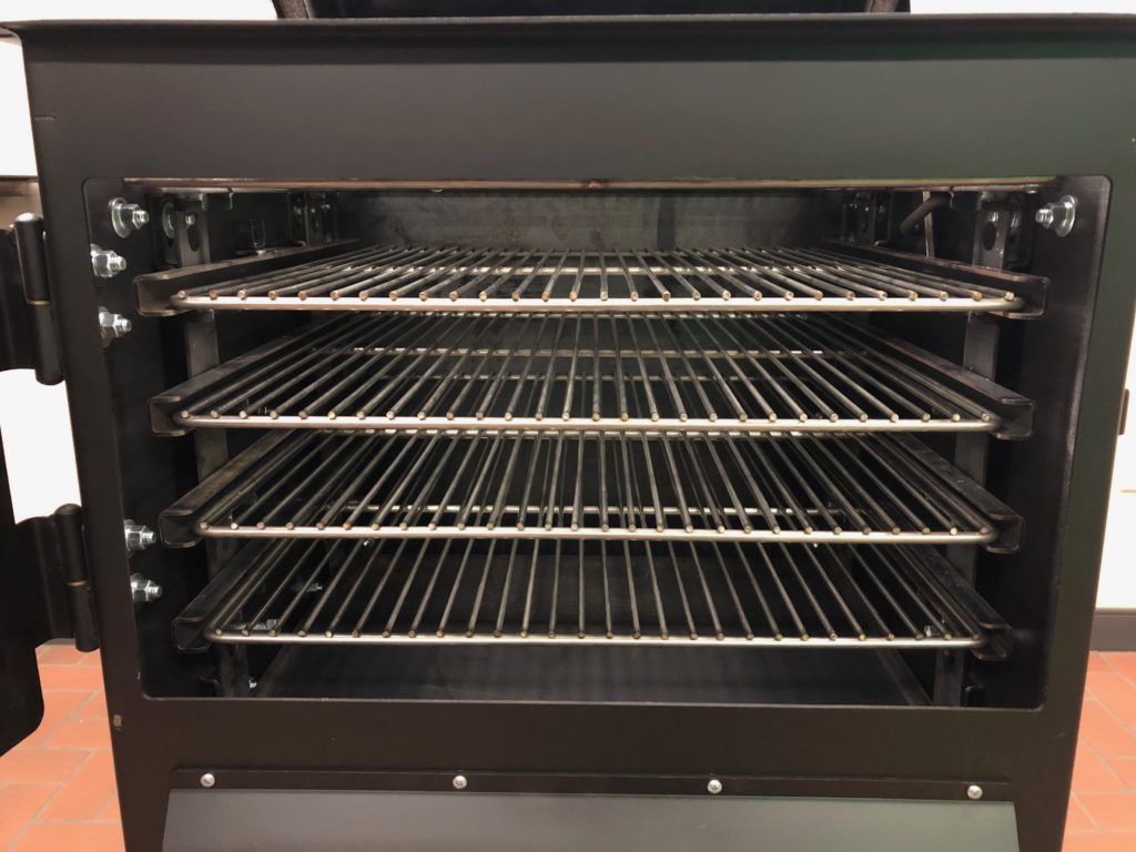 The Bar-Be-Cube Smoker/Grill features 6 stainless steel cooking racks.