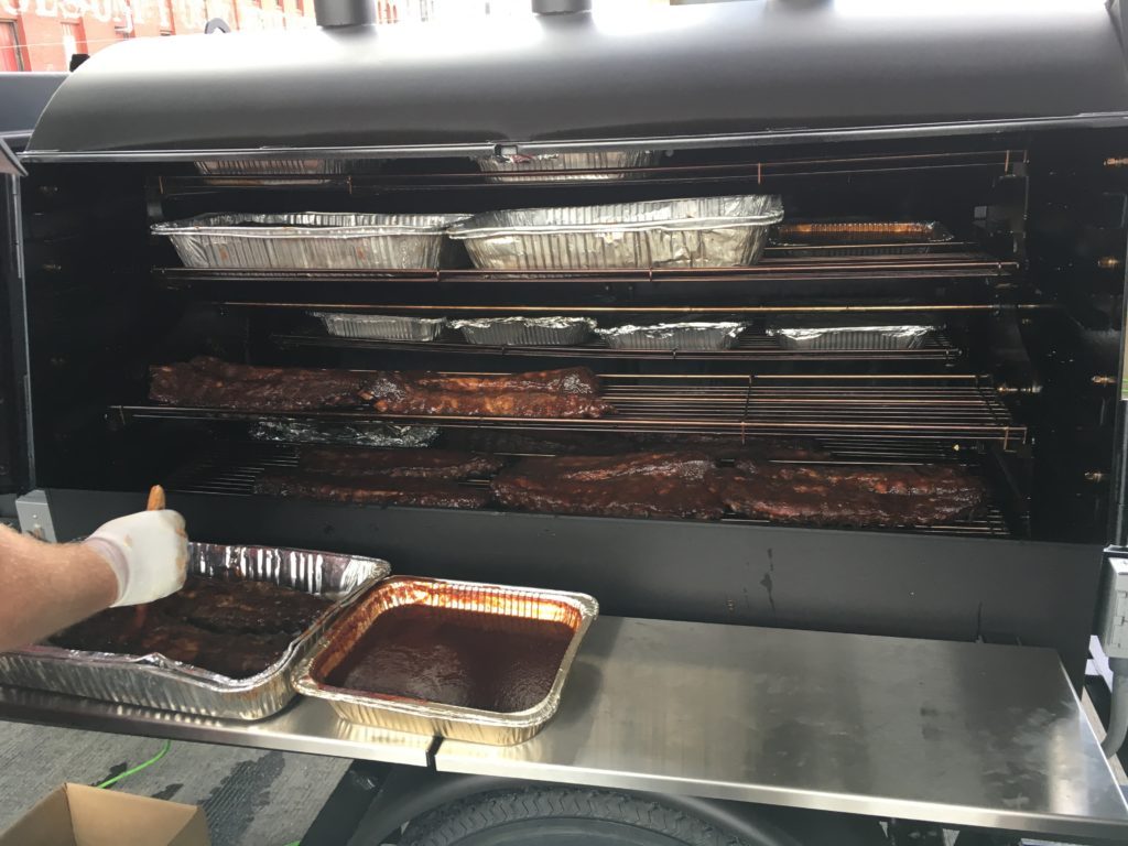 Ribs and beans being cooked on the ABS Judge.