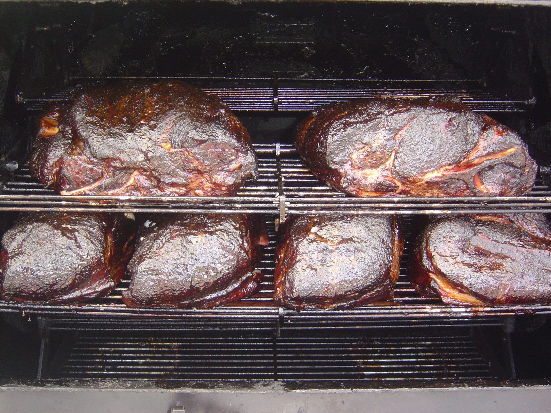 meat cooking in The Pit Boss