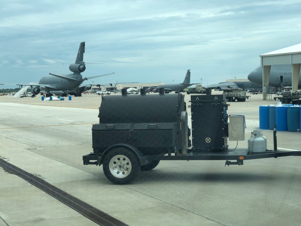 I photo of the ABS Judge and Bar-Be-Cube, mounted on a trailer