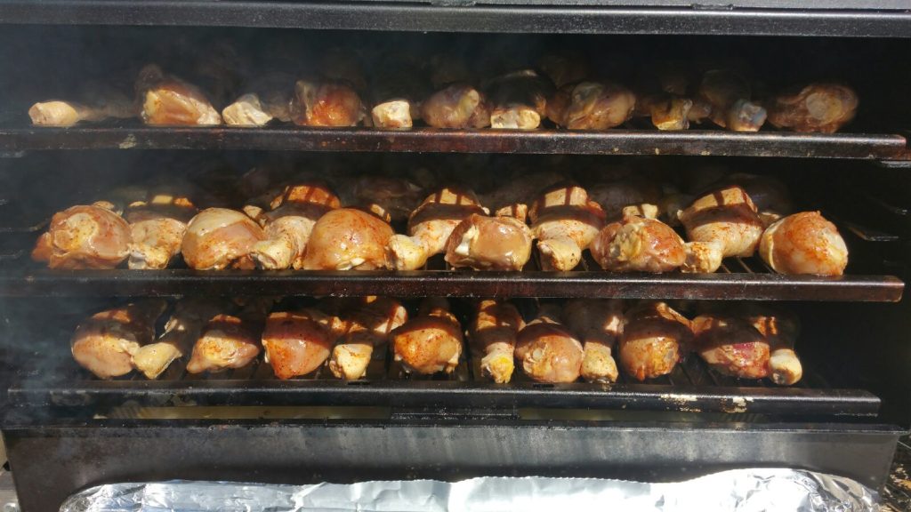 Chicken being grilled on the ABS All-Star. 