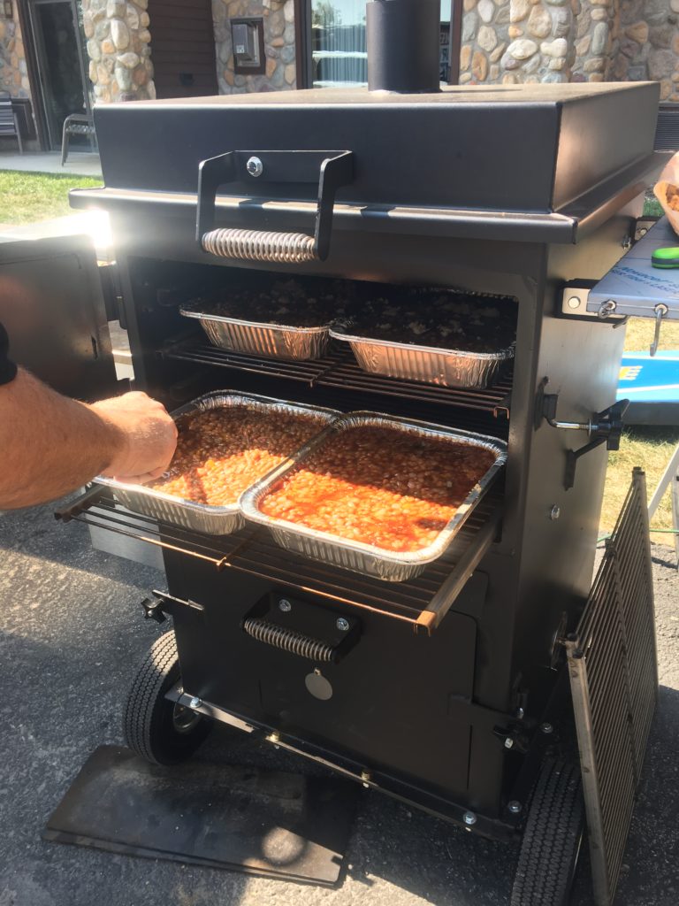 Side dishes managed - versatile use of the Bar-Be-Cube Smoker/grill.