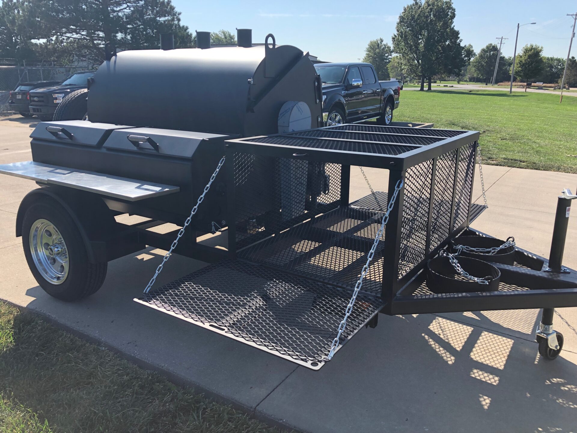 storage box on a haulable smoker