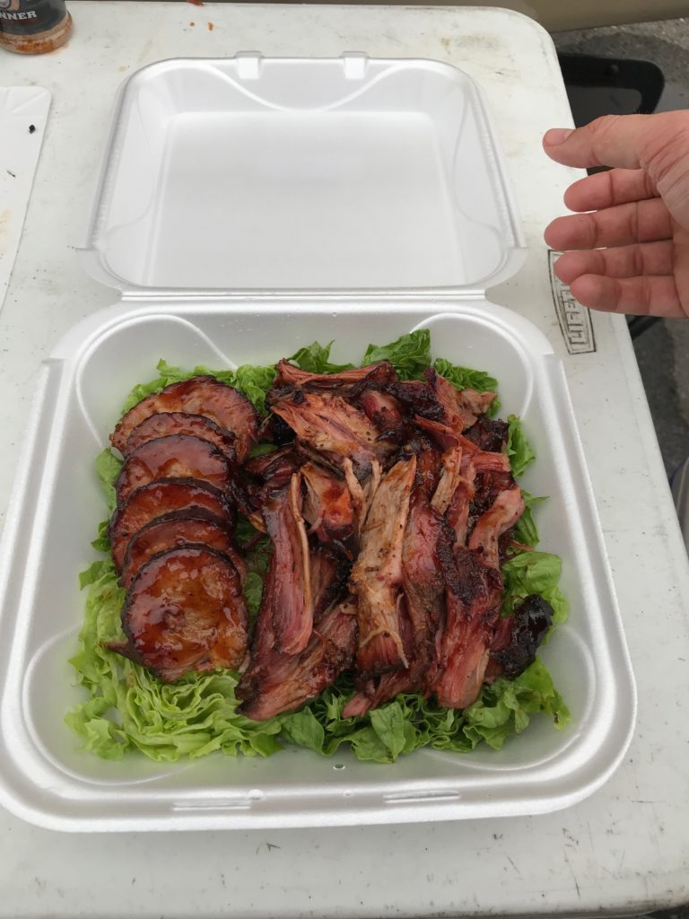 Meats prepared on an ABS smoker/grill. An example of ABS Events and Competitions.