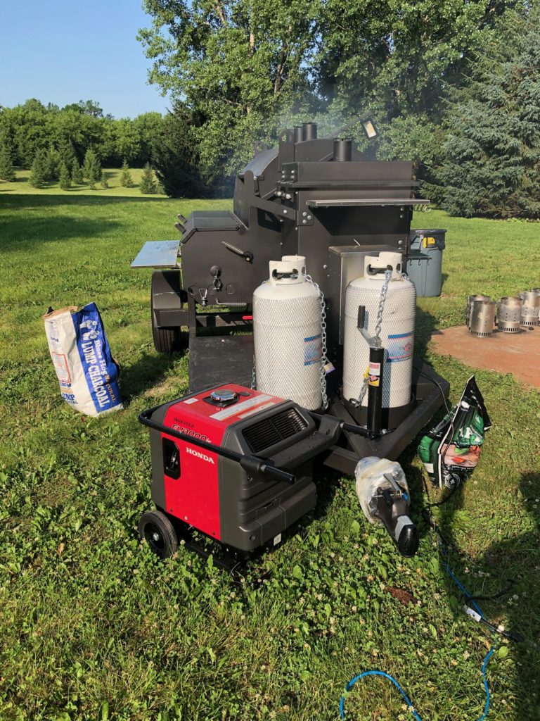 Making some barbecue on a custom ABS Judge with propane. 