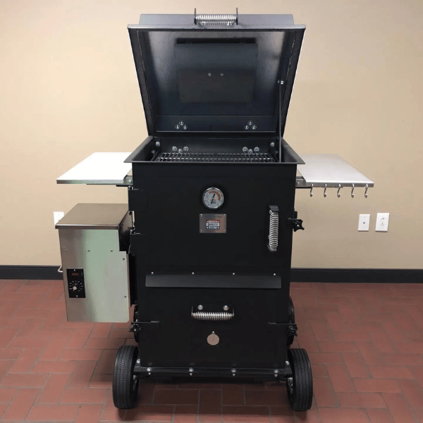 The Bar-Be-Cube with pellet box, one of several models with a pellet system from ABS. 