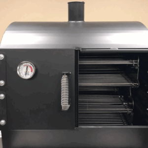 Image of an ABS Pit Boss with temperature gauge showing clearly on the front. 