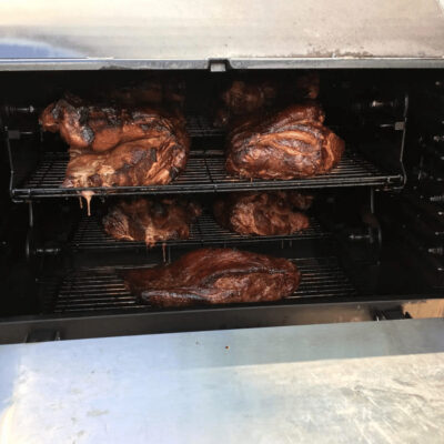 Delectable meats on the Pit-Boss Rotisserie.