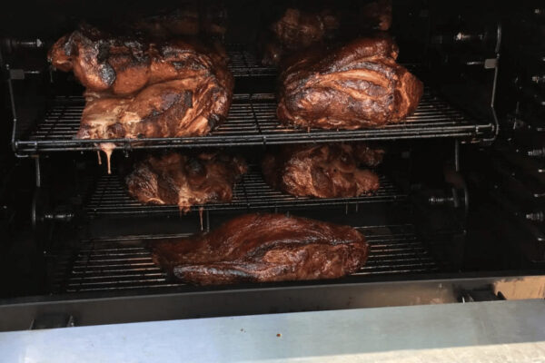 Delectable meats on the Pit-Boss Rotisserie.