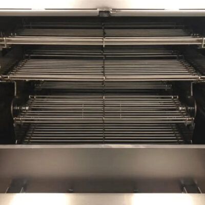 An up close view of the Rotisserie in the Pit-Boss
