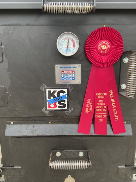 The ABS Bar-Be-Cube with it's 1st place ribbon at the American Royal BBQ competition.