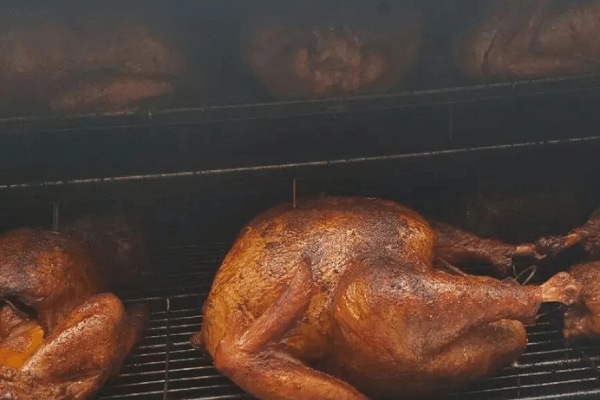 Turkeys on the ABS BBQ grill with rotisserie.