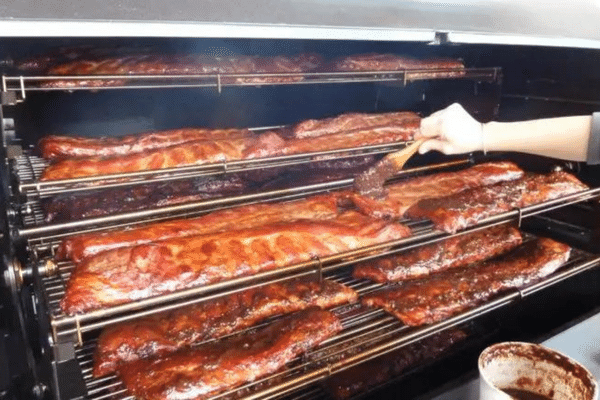 Slabs of ribs being smoked on the ABS Judge. Large portions perfect for restaurants.