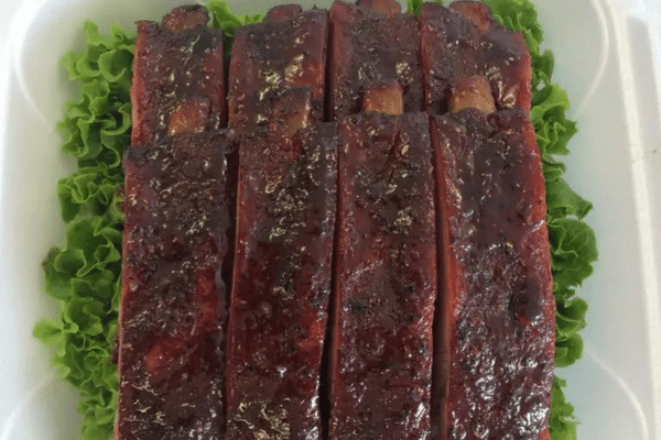 Decadent ribs ready to serve, smoked in the ABS Judge.
