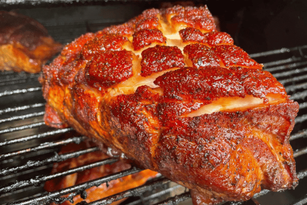 Delicious color on this pork butt, cooked to perfection.