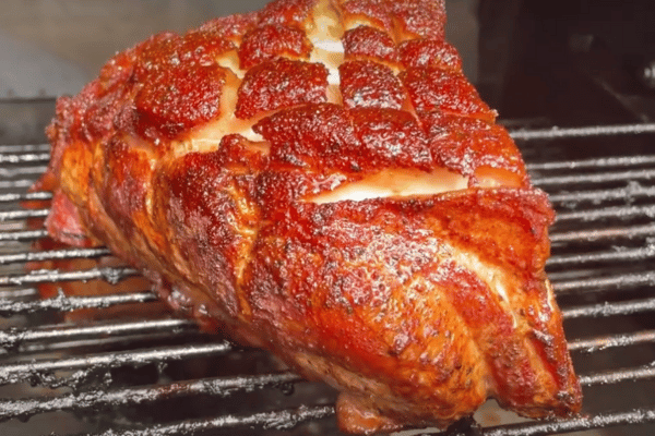 Image of a pork butt, cooked to perfection. It is possible to smoke meats like this during the winter months. 