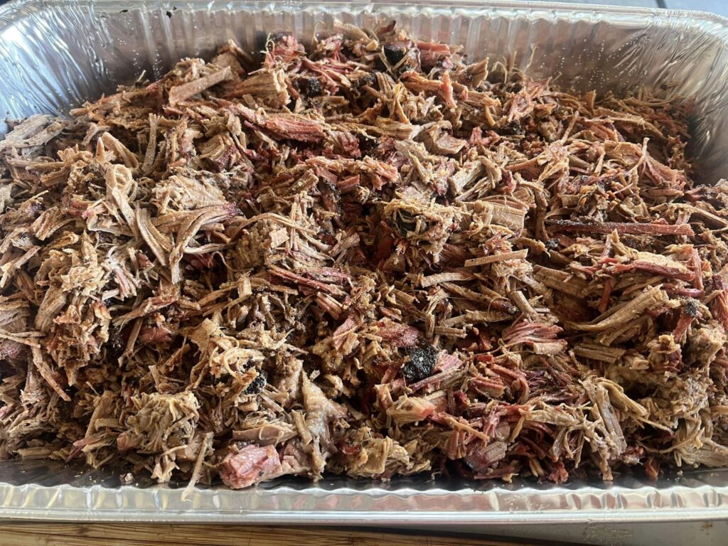 Image of pulled pork, a common staple when you own a commercial barbecue business. 