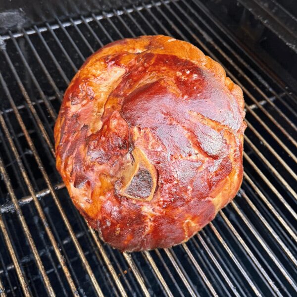 A before image of a bone in ham prior to cooking on the ABS Bar-Be-Cube.