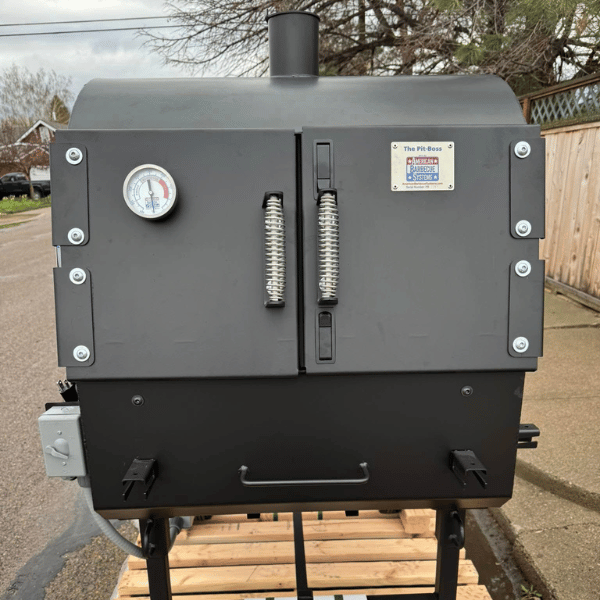 Pit-Boss stainless steel smoker grill with rotisserie, ideal for backyard barbecue enthusiasts investing in a premium smoker.