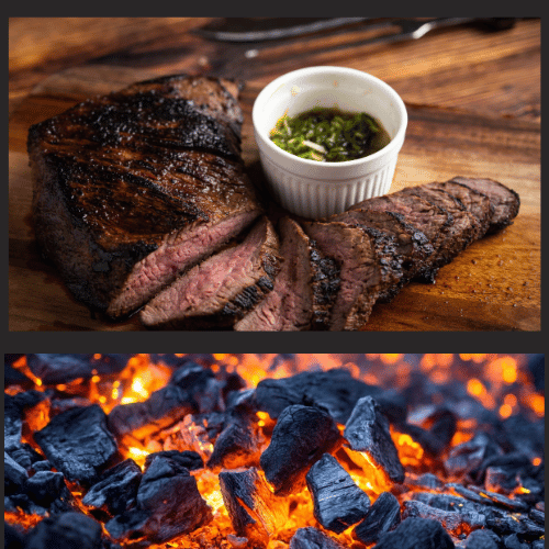 A perfectly sliced Santa Maria style tri-tip steak on a serving platter, showcasing the juicy medium-rare results achieved on Santa Maria style grills.